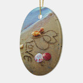 Liebe am Strand mit Herz Keramik Ornament (Links)