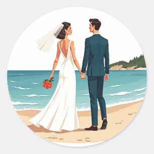Liebe am Strand Runder Aufkleber