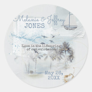 Liebe am Strand Runder Aufkleber