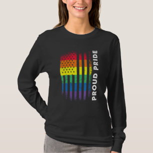 Liebe America Flag Regenbogen Proud Gay Lgbtq Lgbt T-Shirt