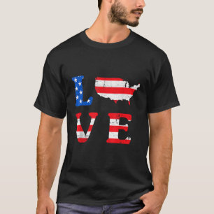 LIEBE AMERICA STARS STRIPES RED WHITE BLUE USA FLA T-Shirt