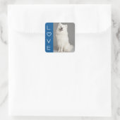 Liebe American Eskimo Puppy Docker / Label Quadratischer Aufkleber (Tasche)