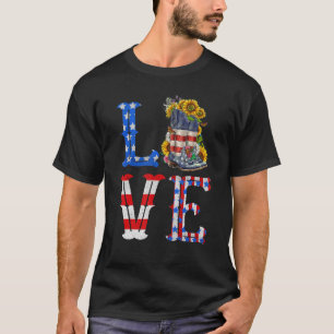 LIEBE American Flag Cowgirl Boots Sunflowers T-Shirt