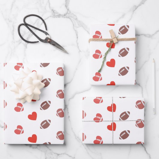 Liebe American Football - Gridiron Fans Herz Geschenkpapier Set (Vorderseite)