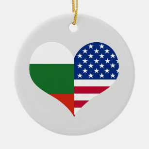 Liebe American/USA und bulgarische Flagge Keramik Ornament