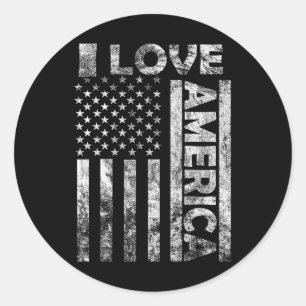 Liebe Amerika Shirt USA Flagge 4 Juli Unabhängigke Runder Aufkleber