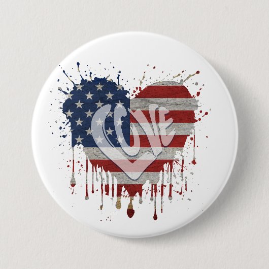 Liebe Amerikanische Flagge Button (Vorderseite)