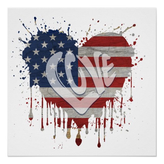 Liebe Amerikanische Flagge Poster (Vorderseite)