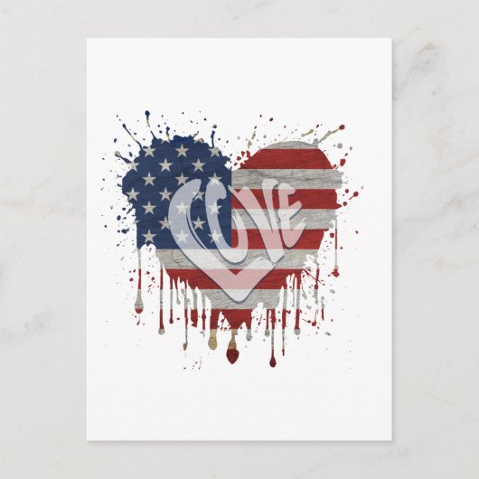 Liebe Amerikanische Flagge Postkarte (Vorderseite)