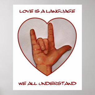 LIEBE: AMERIKANISCHE GEBÄRDENSPRACHE: HERZ POSTER