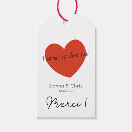 Liebe / Amour Wedding Gift Tag Geschenkanhänger (Vorderseite)