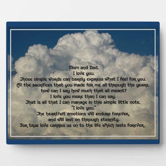 Liebe an die Eltern Fotoplatte (Vorderseite)