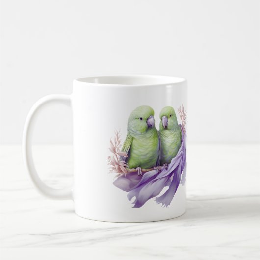 Liebe an einer Zweigstelle - Zwei Vögel in Harmoni Kaffeetasse (Links)