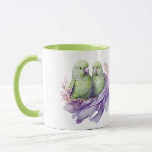 Liebe an einer Zweigstelle - Zwei Vögel in Harmoni Tasse (Links)