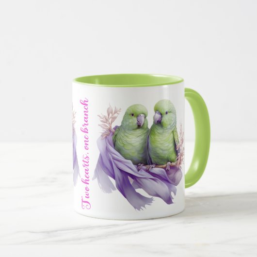 Liebe an einer Zweigstelle - Zwei Vögel in Harmoni Tasse (VorderseiteRechts)