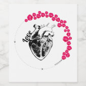 "Liebe, anatomisches Herz" Weinetikett (Einzelnes Label)