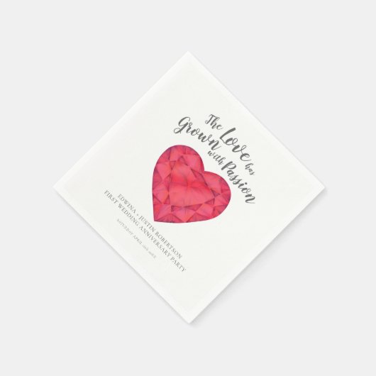 Liebe angebaut ruby nach Hochzeit 1. Jubiläum Part Serviette (Ecke)