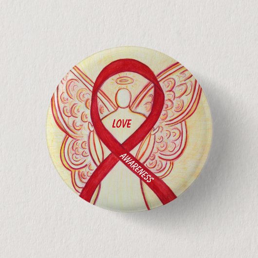 Liebe Angel Awareness Ribbon Buttone Button (Vorderseite)