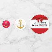 Liebe Anker auf Rot Golden & Weiß Konfetti (Vorderseiten)