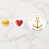 Liebe Anker auf Rot Golden & Weiß Konfetti (Rückseiten)