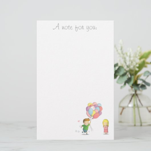 Liebe-Anmerkungs-Jungen-Läufe zum Mädchen mit Briefpapier (Stehend Vorderseite)