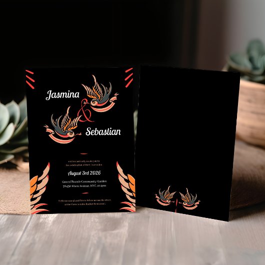 Liebe anpassen Schlucken Tattoo Rockabilly Hochzei Einladung