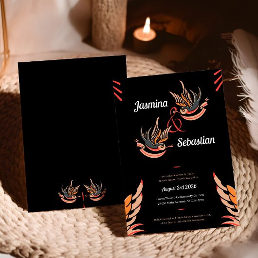 Liebe anpassen Schlucken Tattoo Rockabilly Hochzei Einladung