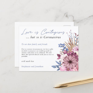 Liebe Ansteckende Hochzeit Postpone COVID Florals Ankündigungspostkarte