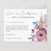 Liebe Ansteckende Hochzeit Postpone COVID Florals Ankündigungspostkarte (Vorderseite)