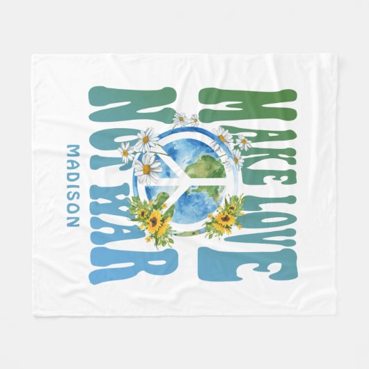 Liebe anstelle des Weltfriedenssymbols des Krieges Fleecedecke (Vorderseite (Horizontal))