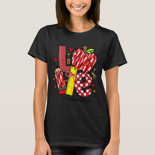 Liebe Apple Pencil Lehrer Assistent Leben Bogen He T-Shirt (Vorderseite)
