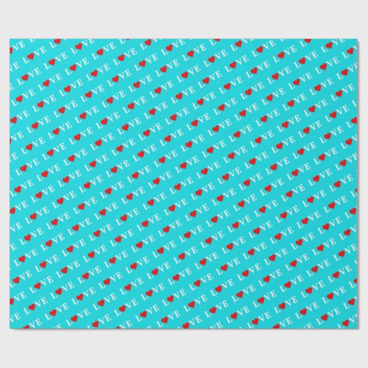 LIEBE Aqua Blue Geschenkpapier (Flach)