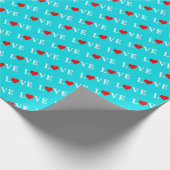 LIEBE Aqua Blue Geschenkpapier (Ecke)