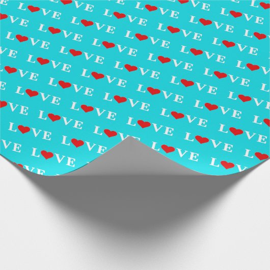 LIEBE Aqua Blue Geschenkpapier (Ecke)