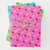 LIEBE Aqua Blue Lime Green Pink Geschenkpapier Set (Beispiel)