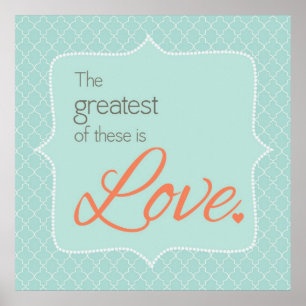 Liebe Aqua und Korallenwand Poster