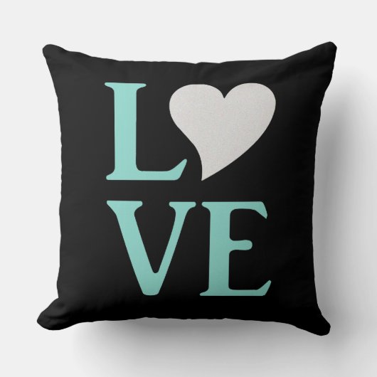 Liebe Aquamarin Blue & Black Polterabend Party Kissen (Vorderseite)