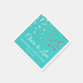 Liebe Aquamariner Blue Confetti Wedding Serviette (Ecke)