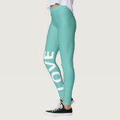 Liebe Aquamariner monochromer klassischer Text Leggings (Links)