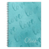 Liebe Aquamarines Skriptmuster Türkis Notizblock (Vorderseite)