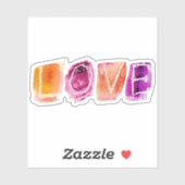 LIEBE Aquarell Lila Orange Aufkleber für den benut (Blatt)