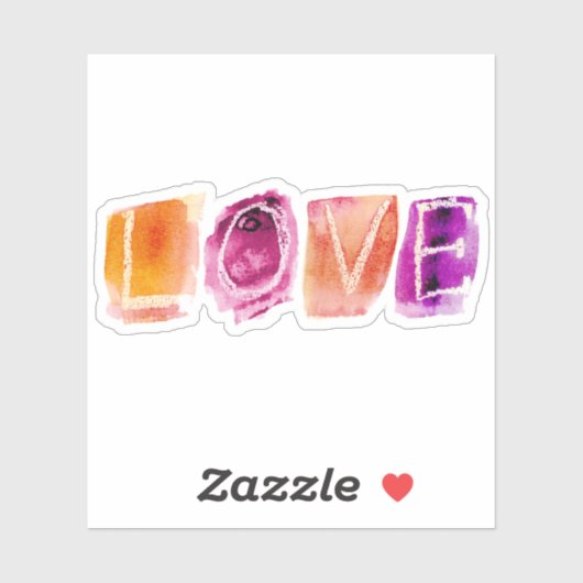 LIEBE Aquarell Lila Orange Aufkleber für den benut (Blatt)