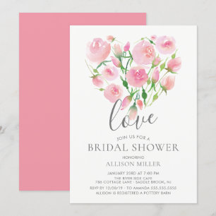 Liebe Aquarell Rosa Blumenkohl Brautparty Einladung