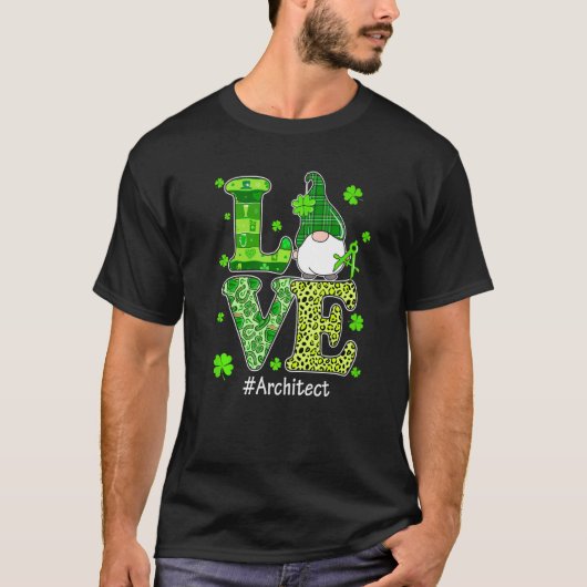 Liebe Architekt Gnome Leopard St Patrick's Day Iri T-Shirt (Vorderseite)
