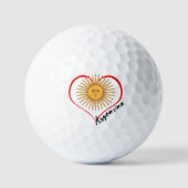 Liebe Argentinien Golfball, Flagge, Herz, Sonne Golfball (Vorderseite)