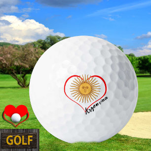 Liebe Argentinien Golfball, Flagge, Herz, Sonne Golfball