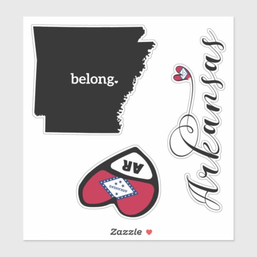 Liebe Arkansas, 3 verschiedene Designs, Die schnei Aufkleber (Blatt)
