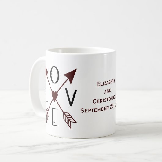 Liebe Arrows Wedding Verlobung Jubiläumsgeschenk Kaffeetasse (Vorderseite Links)