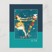 Liebe. Art Deco Valentine's Day Feiertagspostkarte (Vorderseite)