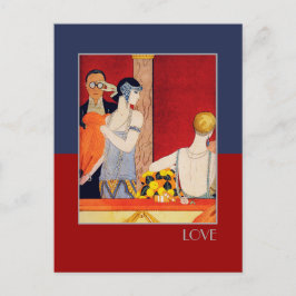 Liebe. Art Deco Valentine's Day Feiertagspostkarte